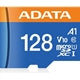 Adata Premier 128GB microSDXC/SDHC UHS-I memory card with A1 speed rating and blue-orange design. Adata Premier 128GB microSDXC/SDHC UHS-I memory card with A1 speed rating and blue-orange design.